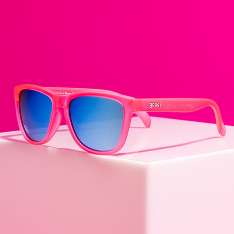 goodr Flamingos On A Booze Cruise Polarized Sunglasses for Men & Women, Medium Sized (OG), Pink Translucent Frames with Teal Mirored Reflective Lens, UV400 Protection, No Slip, No Bounce