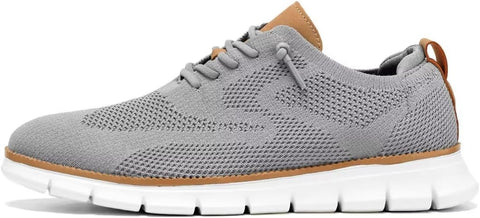 Men's Casual Dress Shoes Fashion Mesh Oxfords Business Walking Work Sneakers Comfortable Lightweight Soft Sole Grey