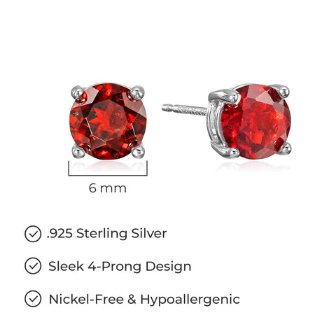 Amazon Essentials Sterling Silver Round Birthstone Stud Earrings