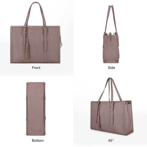 ECOSUSI Laptop Bag For Women 15.6 Inch Work Tote Bags PU Leather Computer Purse For Business Office With 3 Layer Compartments ECOSUSI