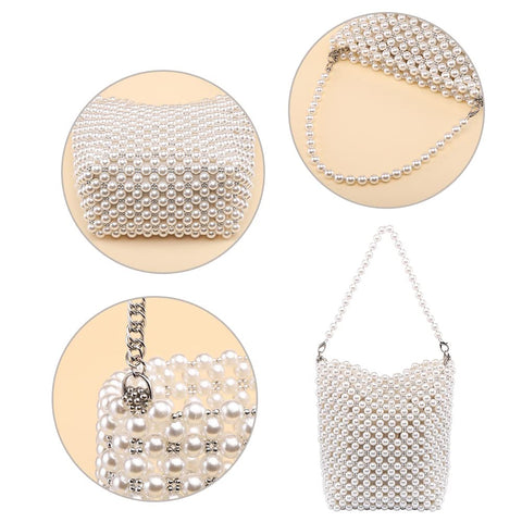 CHIC DIARY White Pearl Purse Crossbody Bag for Women Shoulder Handbag Beaded Clutch Evening Bag for 1920s Party Wedding CHIC DIARY