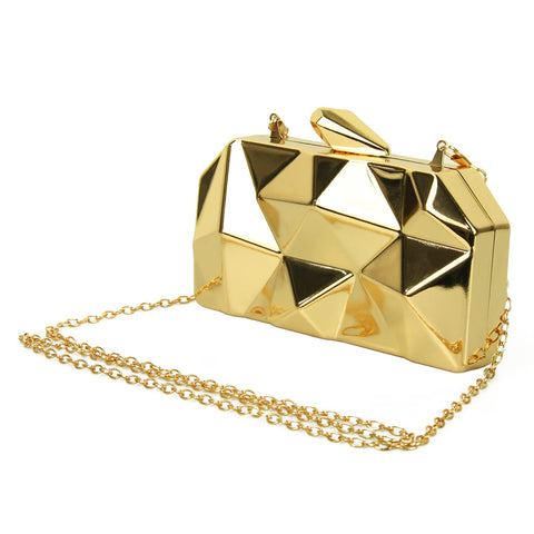 AmoVee Clutch with Chain Strap, Clutch Purses for Women Wedding，Evening Handbag for Party, Prom and Formal Occasion (Shiny Gold) AmoVee