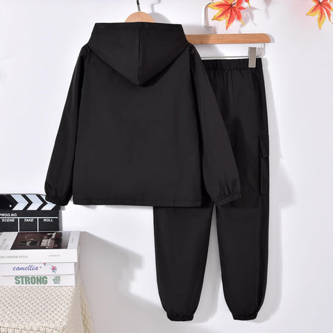 fioukiay Boys Half-Zipper Athletic Sweatsuits Clothing Set 9 Years Old 2-Piece Windsuit Long Sleeve Hoodie And Pants Outfit Fall Winter Black 9 Y