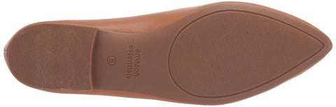 Amazon Essentials Women's Pointed-Toe Ballet Flat, Camel, 8