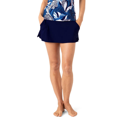 Nautica Women's Standard Skirt – Quick-Dry, Swim, Tummy Control Skort, Pockets, Volley Shorts, Deep Sea, X-Large Nautica