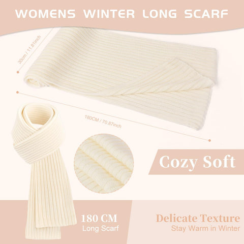 Uerymit Womens Winter Beanie Hat with Pom Pom Fleece Lined Warm Knit Beanie Touchscreen Gloves Long Neck Scarf 3 Set Skull Caps Gifts for Women Men Apricot Uerymit