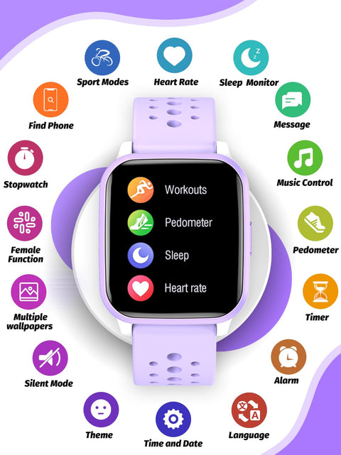 Butele Kids Smart Watch Girls Boys, Smart Girls Watch for Kids Smart Watch Gifts for 4-16 Years Old with Sleep Mode Multiple Sports Modes Pedometer Birthday Gift for Boys Girls (Purple)
