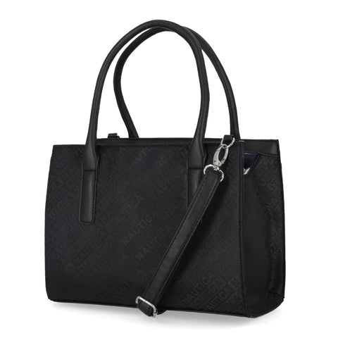 Nautica Sandy Jr. Top Handel Satchel with Removable Crossbody Strap, Black Jacquard Nautica