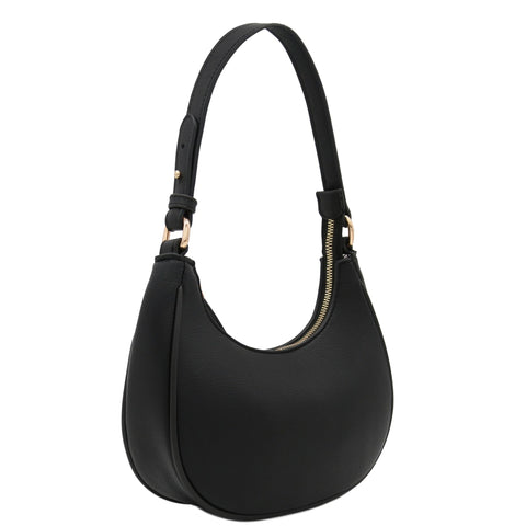 FashionPuzzle Small Crescent Shoulder Bag Underarm Purse (Black) FashionPuzzle