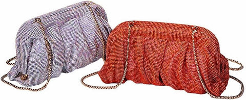WuDiaoer Women Rhinestone Clutch Purse Diamond Evening Bag Chain Handbag Ladies Dumpling Bag Wedding Party Purse, Orange Red WuDiaoer