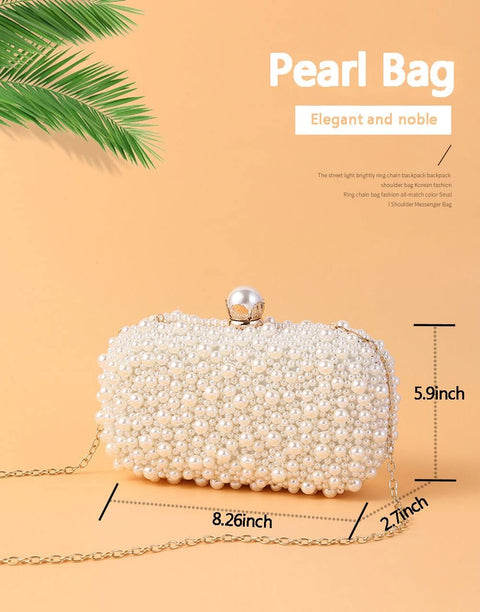 YYIHER Pearl Clutch White Clutch Purses for Women Evening Handbags Beaded Clutch Wedding Bridal Clutch Parites Prom YYIHER