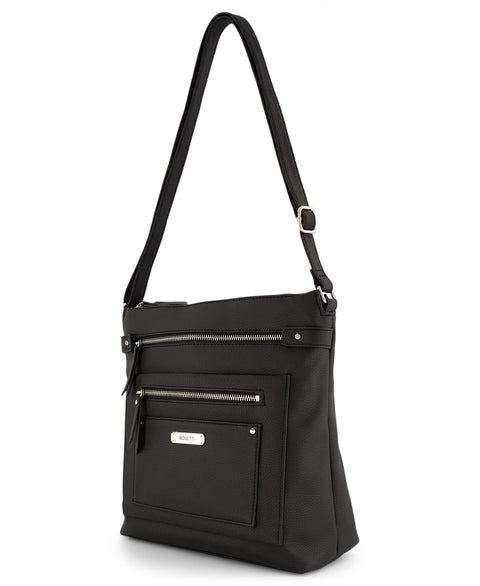 Rosetti Zuma Large Crossbody Bag, Faux Leather Purse, Adjustable Strap, Black Rosetti