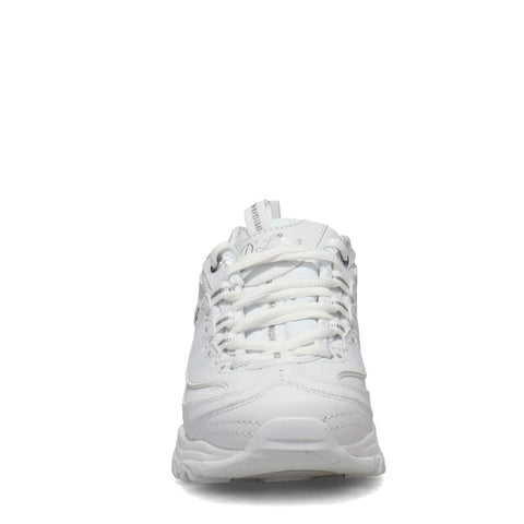 Skechers Sport womens D'LITES FRESH START Memory Foam Lace-up Sneaker,White Silver,9 M US Skechers