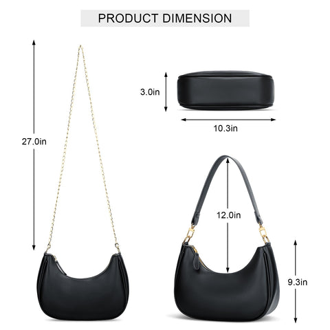 KKXIU Shoulder Bag for Women Small Purse Cute Clutch Hobo Handbag Trendy Crescent Bag-Black