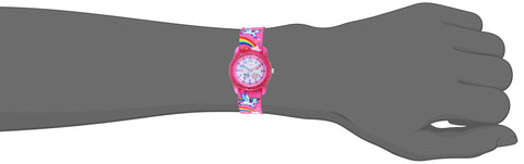Timex Girls TW7C25500 Time Machines Pink/Rainbows & Unicorns Elastic Fabric Strap Watch