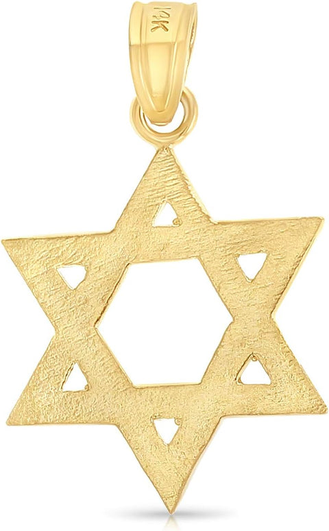 Ioka - 14K Yellow Gold Star of David Charm Tiny Size Jewish Pendant For Necklace or Chain