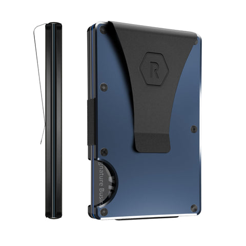 The Ridge Wallet for Men - Slim Minimalist Compact Wallet and Card Holder, RFID Protected Front Pocket Wallets with Integrated Money Clip (Alpine Navy)