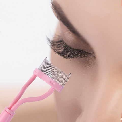 Eyelash Comb Separator MSQ Eyelash Mascara Brush and Comb Lash Separator With Comb Cover Arc Designed Cosmetic Brushes Tool Pink (1PCS) MSQ
