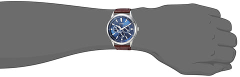 Citizen Men's Eco-Drive Corso Classic Watch in Stainless Steel with Brown Leather strap, Blue Dial (Model: BU2070-12L) Citizen