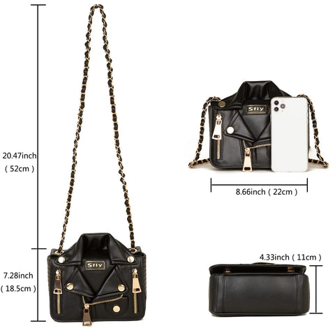 Sfly Women Satchel Chain Strap Shoulder Bag Leather Crossbody Handbags Ladies Evening Clutch Purse Unique Cute Jacket Bag Sfly