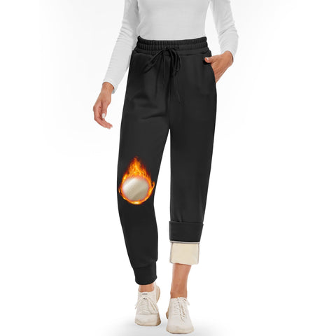 CAMPSNAIL Fleece Lined Sweatpants Women - Joggers for Women with Pockets High Waisted Thermal Winter Warm Pants for Snow CAMPSNAIL