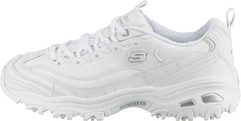 Skechers Sport womens D'LITES FRESH START Memory Foam Lace-up Sneaker,White Silver,9 M US Skechers