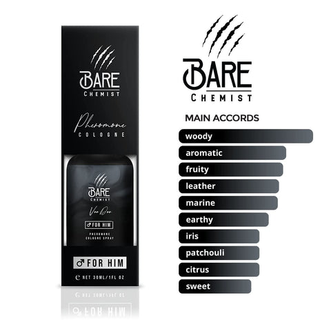 Bare Chemist Voodoo Pheromone Cologne for Him - [Long Lasting Formula] Pheromone Perfume Oil Spray for Men 1oz. - Spice, Wood, Amber Bare Chemist