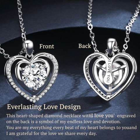 Diamond 'I LOVE YOU' Heart Pendant Necklace for Wife 1-3Ct Anniversary Romantic Birthday Gift for Wife ,Jewelry for Wife Her Women Girlfriend Wedding Anniversary Christmas Valentine's Day Mother's Day Engagements Gifts Hoaritik