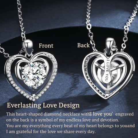 Diamond 'I LOVE YOU' Heart Pendant Necklace for Wife 1-3Ct Anniversary Romantic Birthday Gift for Wife ,Jewelry for Wife Her Women Girlfriend Wedding Anniversary Christmas Valentine's Day Mother's Day Engagements Gifts Hoaritik