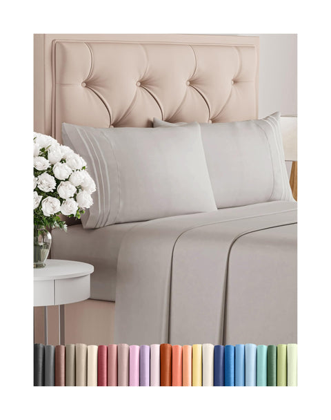 King Size 4 Piece Sheet Set - Comfy Breathable & Cooling Bed Sheets Set - Hotel Luxury Bedding for Women, Men, Kids, Teens, Boys & Girls - Deep Pockets, Soft and Wrinkle Free - Oeko-Tex - Light Grey CGK Unlimited