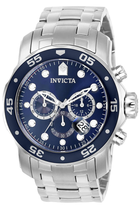 Invicta Men's 0070 "Pro Diver Collection" Stainless Steel and Blue Dial Watch Invicta