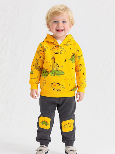 4 5 t Toddler Baby Boy Clothing Sets Little Dinosaur Printed Long Sleeve Tops Sweatshirt Hoodies Pants Kids 2pcs Outfits Fall Winter(4-5)