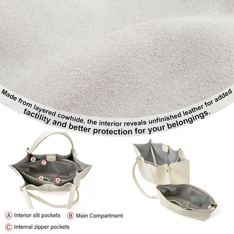 FOXLOVER Women's Soft PU Leather Tote Bag for Women Big Capacity Shoulder Bag Ladies Top Handle Satchel Handbags and Purse (White) FOXLOVER