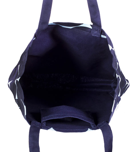 kate spade new york Canvas Tote Bag for Women, Cute Tote Bag for Teacher, Blue Canvas Beach Bag, Book Tote with Pocket, Joy Dot