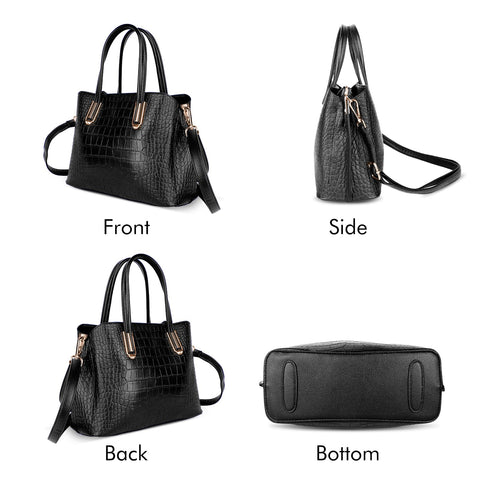OGOLOUG Top Handle Bags Leather Tote leather Purse with Adjustable Shoulder Strap Crocodile Tote Bag for Women Women's Shoulder Crossbody Handbags (black) OGOLOUG