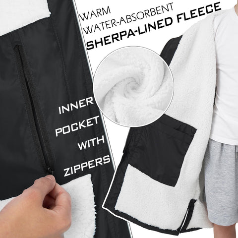 Swim Parka Kids Windproof Sherpa-Lined Unisex Parka Quick-dry Robe Coat for Kids Youth,Oversize Swimming Warm Jacket