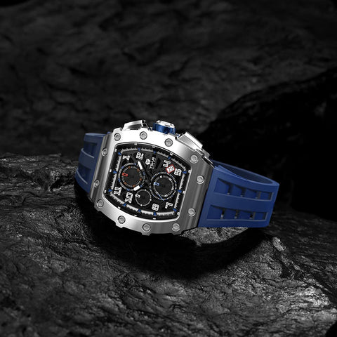 TSAR BOMBA Mens Watches Luxury Tonneau Watches for Men Waterproof 50M Analog Replica Watch Chronograph Calendar Date Men’s Dress Business Work Watch Diver Large Square Face Wristwatch TSAR BOMBA