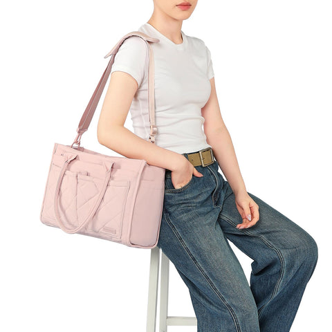 NISHEL Tote Bag for Women, Ultralight Bag with Zipper Closure & Laptop Compartment, Standable Bookbag with Multiple Pockets for College, Work