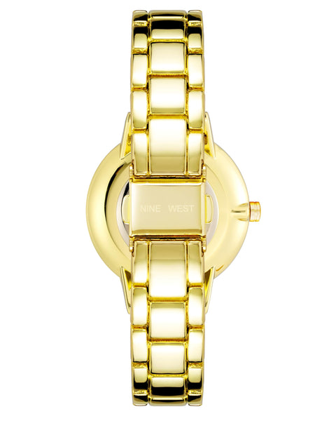 Nine West Women's Crystal Accented Gold-Tone Bracelet Watch