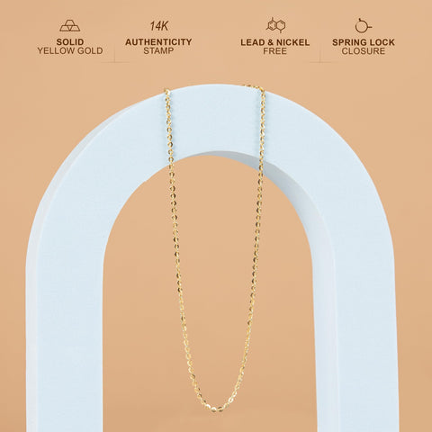 PORI JEWELERS 14K Gold 1.8MM Diamond Cut Anchor/Cable Chain Necklace- Yellow, White Or Rose -14"-24" (Yellow, 20) PORI JEWELERS