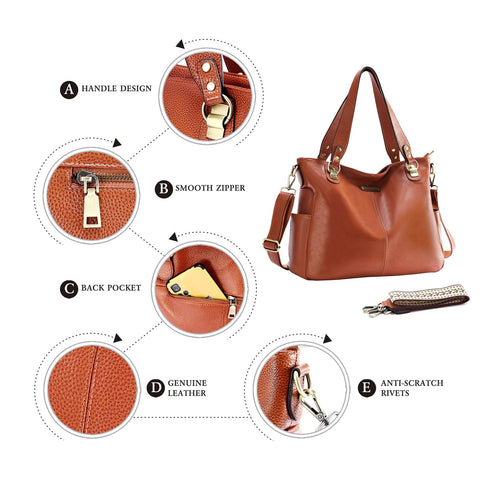 Blofinche Genuine Leather Tote Bag Womens Top Satchel Purses ladies Handbags Soft designer shoulder work bags brown Blofinche
