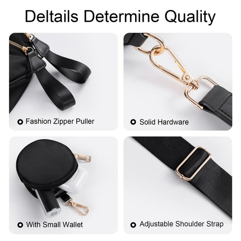 Bum Bags for Women Checkered Crossbody Bag Large Nylon Belt Purse Fanny Packs, Bonus with a Extra Strap