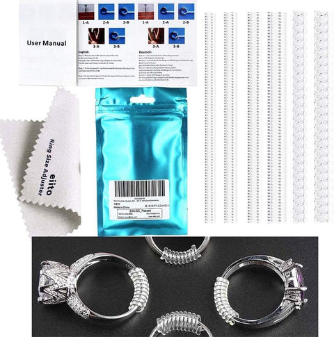 Ring Sizers for Loose Rings, Eiito Ring Size Adjuster Spacers or Tightener, Invisible Guards, 6 Sizes Fitter, Resizer Fit Almost Any Rings, Reduces Size by 0.5-1.5 Eiito