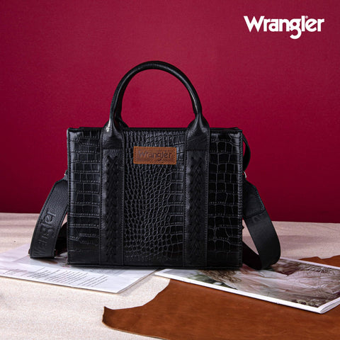 Wrangler Tote bag for women satchel bag black purse for womens purses and handbags cute trendy Women's Purses bolsa wrangler para mujer with Zipper and Pocket top handle with strap WG70-8120BBK Montana West