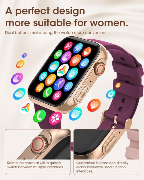 Smart Watches for Women, 1.91" HD Fitness Tracker Watch with Blood Pressure/Heart Rate Monitor, Bluetooth 5.3 Make Calls Smart Watch for Android/iOS Phones, IP68 Waterproof Fitness Watch for Women Banlvs