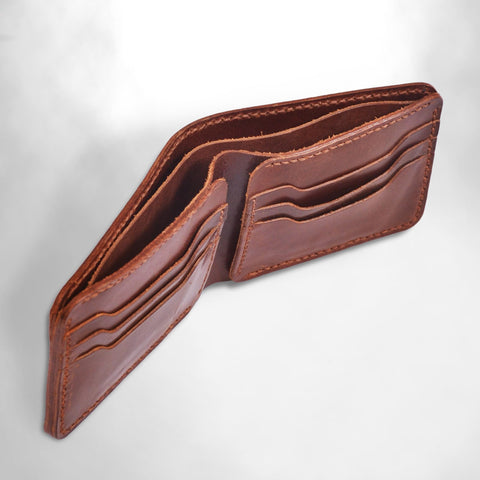 AshDepot Men's Genuine Leather Wallet - Bifold Wallet For Men, Original Leather Men Wallet - RFID Blocking Mens Wallet, 6 Card Holder Slots & 2 Cash Pockets, Brown AshDepot