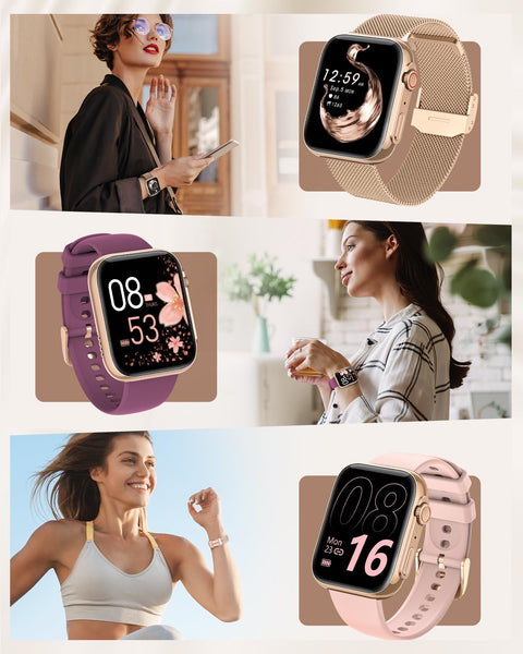 Smart Watches for Women, 1.91" HD Fitness Tracker Watch with Blood Pressure/Heart Rate Monitor, Bluetooth 5.3 Make Calls Smart Watch for Android/iOS Phones, IP68 Waterproof Fitness Watch for Women Banlvs