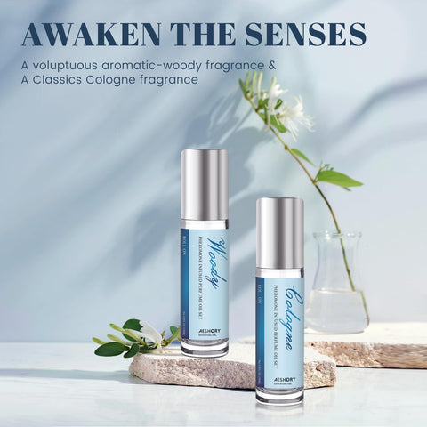 Aeshory Pheromone Perfume for Men - 2 Pcs Roll-On Pheromone Cologne, Long-Lasting Scents Attraction Pheromone Infused Essential Oil Perfume for Men