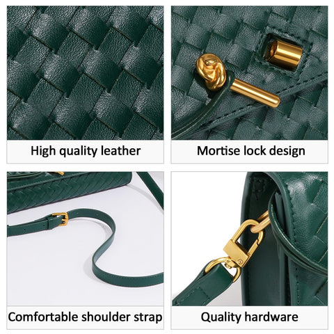 JYG Woven Handbag for Women Fashion Evening Shoulder Bag PU Leather Handmade Clutch Purse Wine Red Casual Crossbody Bags 2024 JYG