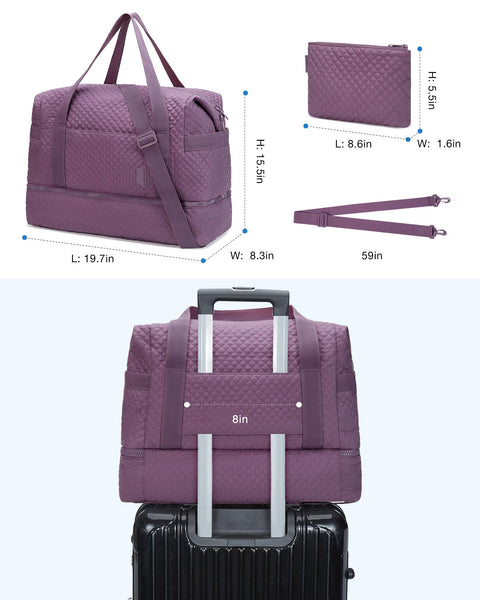 BAGSMART Large Gym Bag with Yoga Mat Buckle, Weekender Overnight Bag for Women, Travel Duffle Bag for Travel Essentials, Carry On Tote Bag Hospital Bag for Labor and Delivery BAGSMART